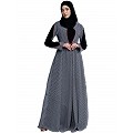 Double layered umbrella abaya-  Black-White Double layered umbrella abaya-  Black-White
